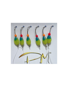 ZR Handmade Smelt Rig 6 Hooks Size 8 1.5m Glow Avižėlės Fudo Hooks