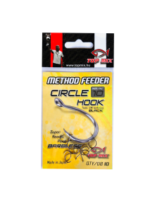 Top Mix Method Feeder Circle Hook Barbless Black Sizes 6-12 Coarse Fishing