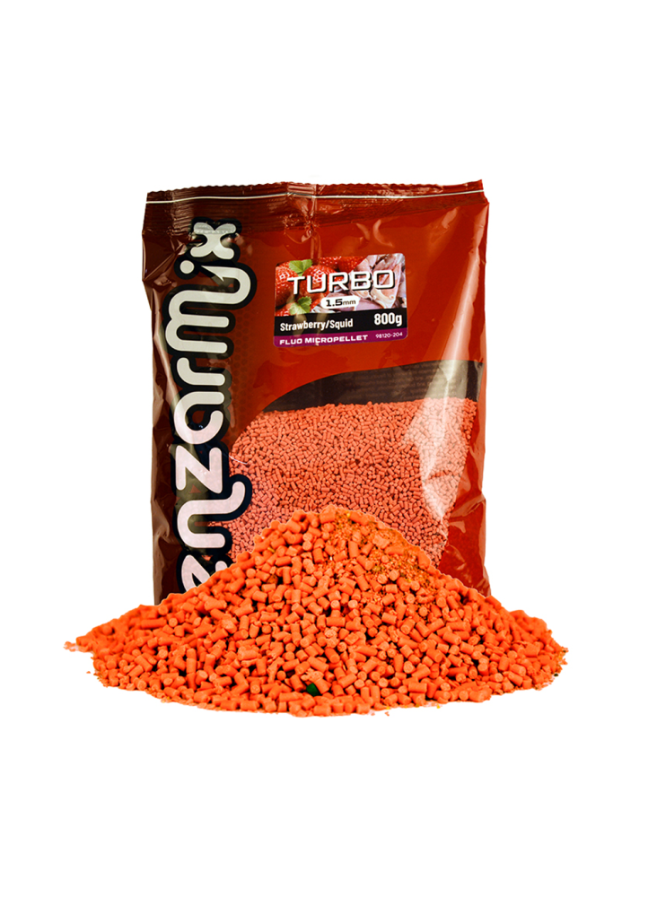 Peletės Benzar Fluo Turbo Pellet 3mm 800g - Strawberry & Squid
