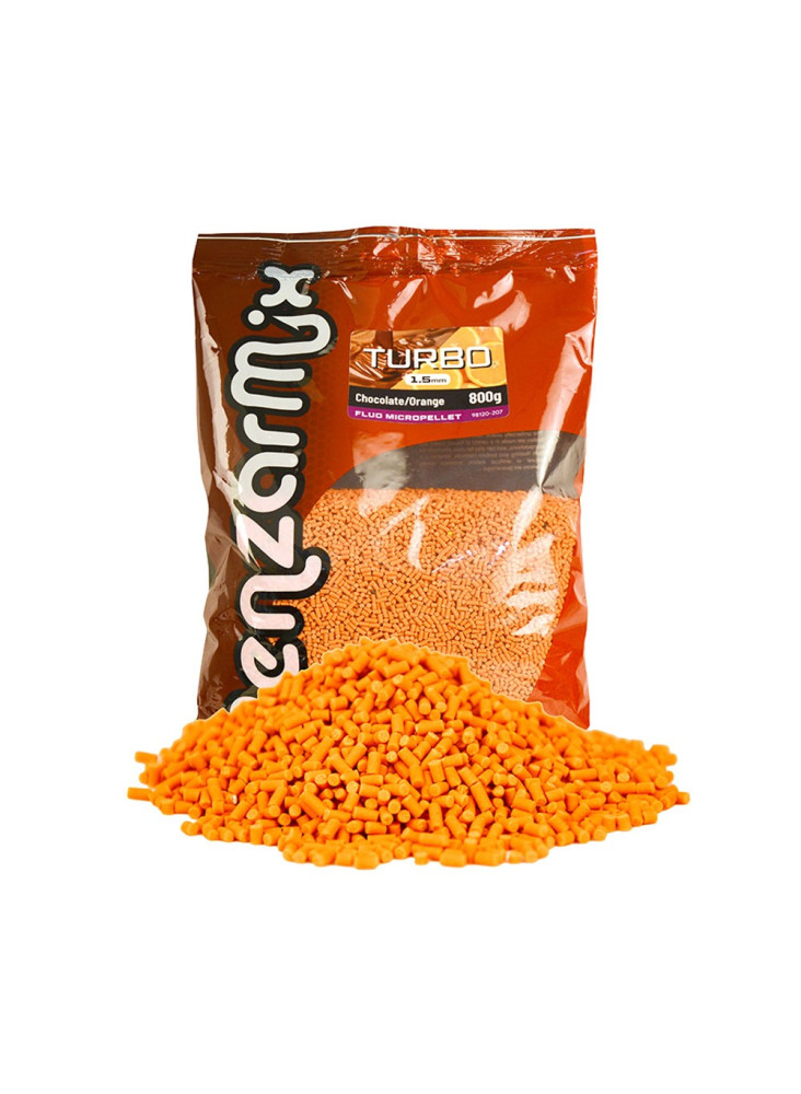 Пеллеты Benzar Mix Fluo Turbo Pellet 1,5 мм 800 г - Шоколад и Апельсин