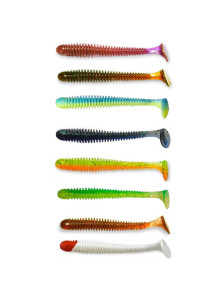 Spiningavimo masalas Crazy Fish Vibro Worm 4.5" (5 vnt.)