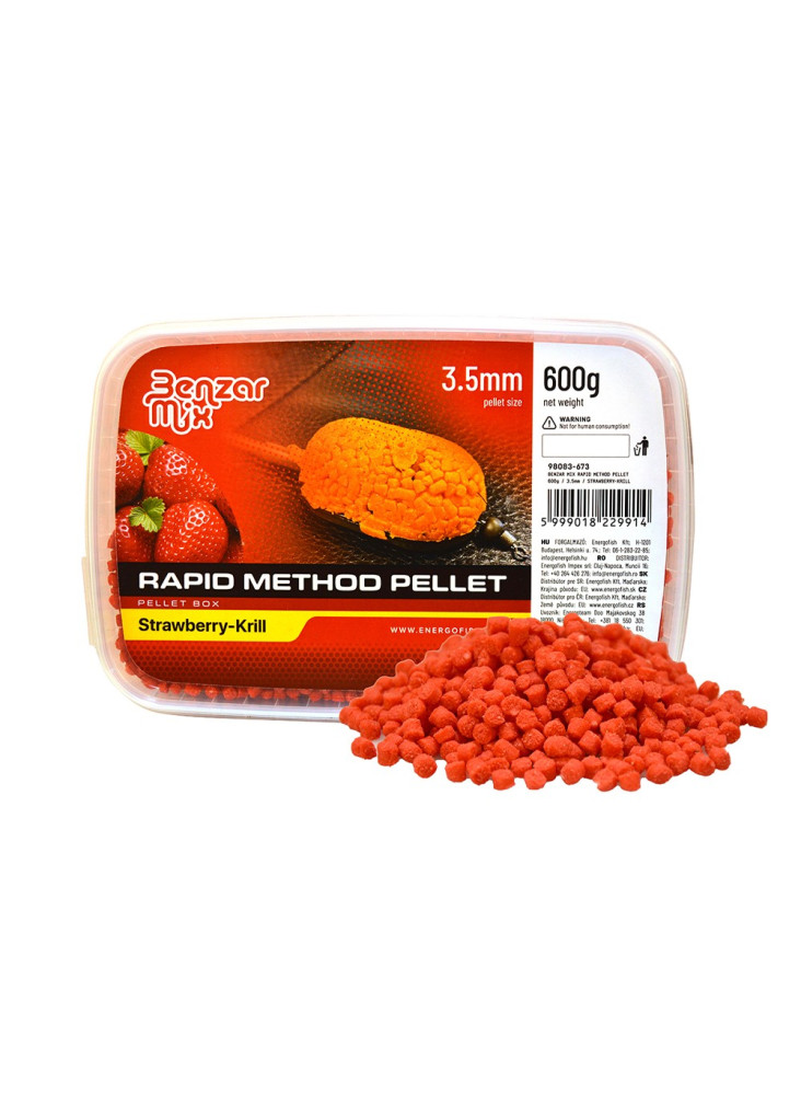 Пеллеты Benzar Mix Rapid Method Pellet 3,5 мм 600 г - Клубника и Криль