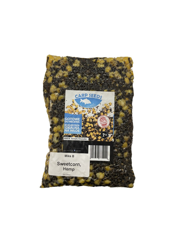 Vakuumuotas kukurūzų ir kanapių sėklų mišinys Carp Seeds Miks B 2kg