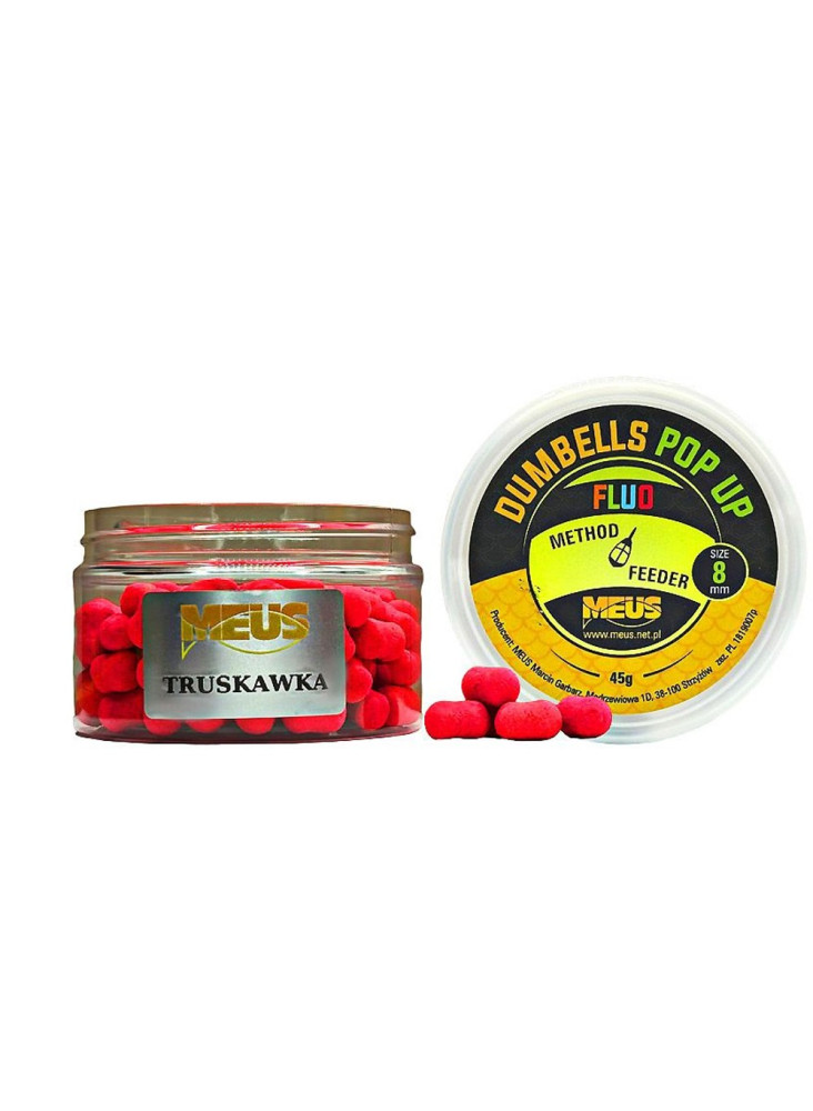 Boilīši Meus Dumbells Pop Up 8 mm - Zemeņu - Boilies Meus Dumbells Pop Up 8 mm - Zemeņu