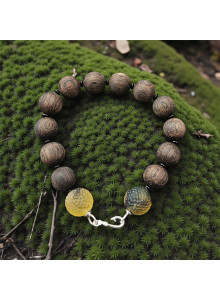 Fishing Bracelet P. Korsakas Collection Black Oak Amber 925 Silver