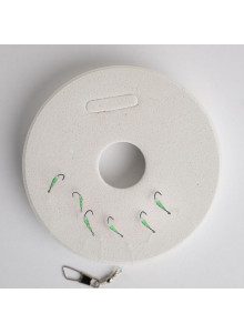 Hand Tied Smelt Rig 6 Hooks Glow Dots Swivel Snap Ice Fishing