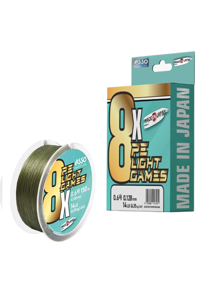 Pintas valas Asso PE 8X Light Games Dark Green 150m