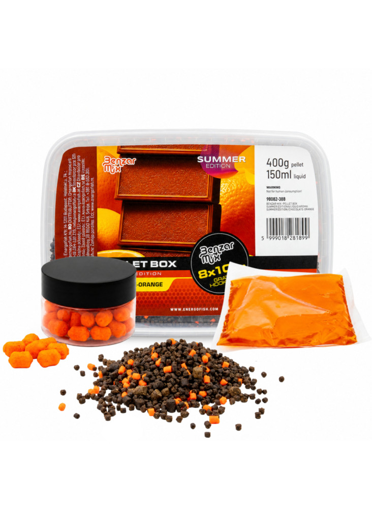 Granulas „Benzar Mix Pellet Box“ 8x10 mm, 400 g – šokolāde un apelsīns