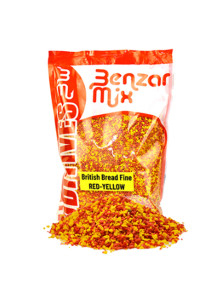 Benzar Mix British Bread Fine Red Yellow 600g Fluoro Groundbait Breadcrumb Additive