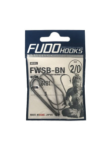 Крючки FUDO FWSB-BN черные с длинным цевьем и бородкой для ловли на червя